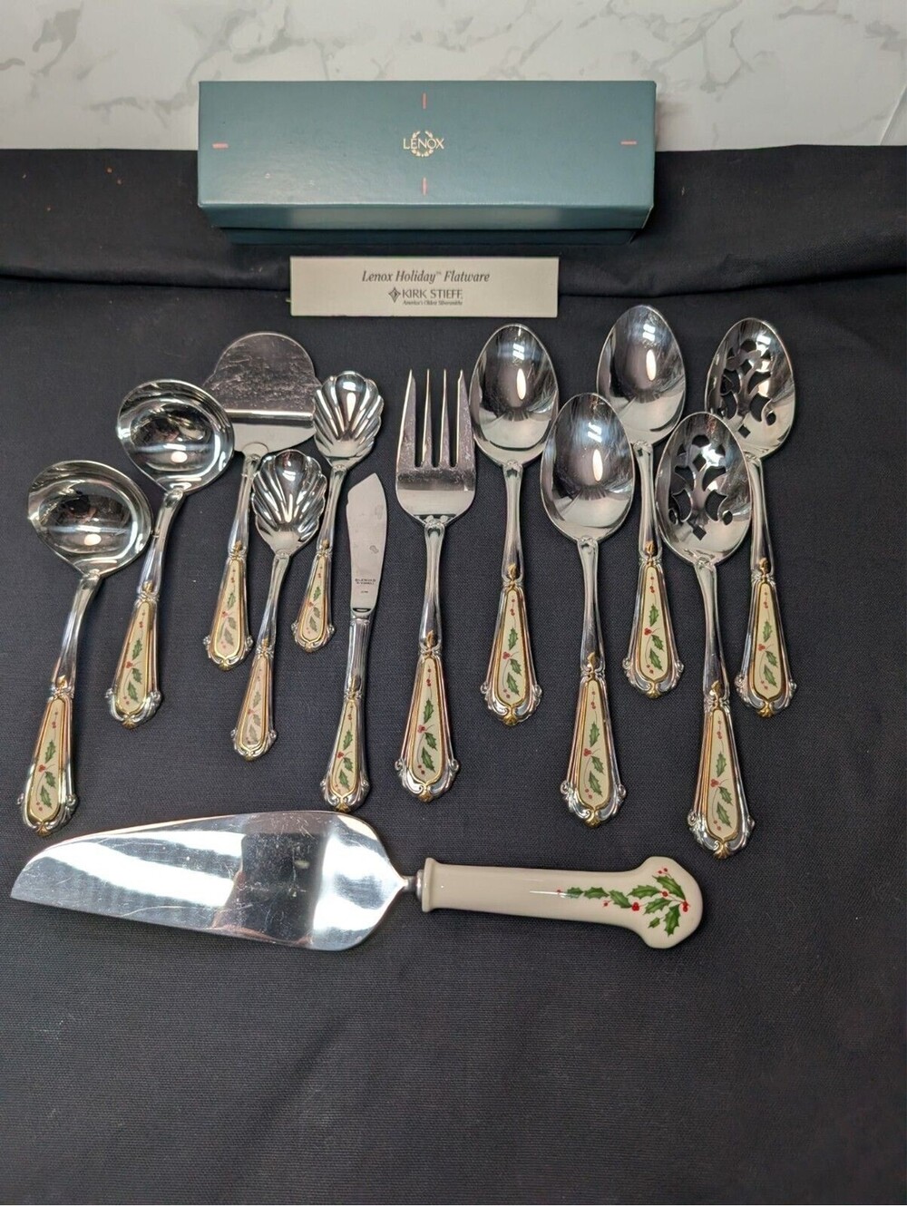 New Vintage LENOX HOLIDAY Kirk Stieff Collection Hostess Flatware Set